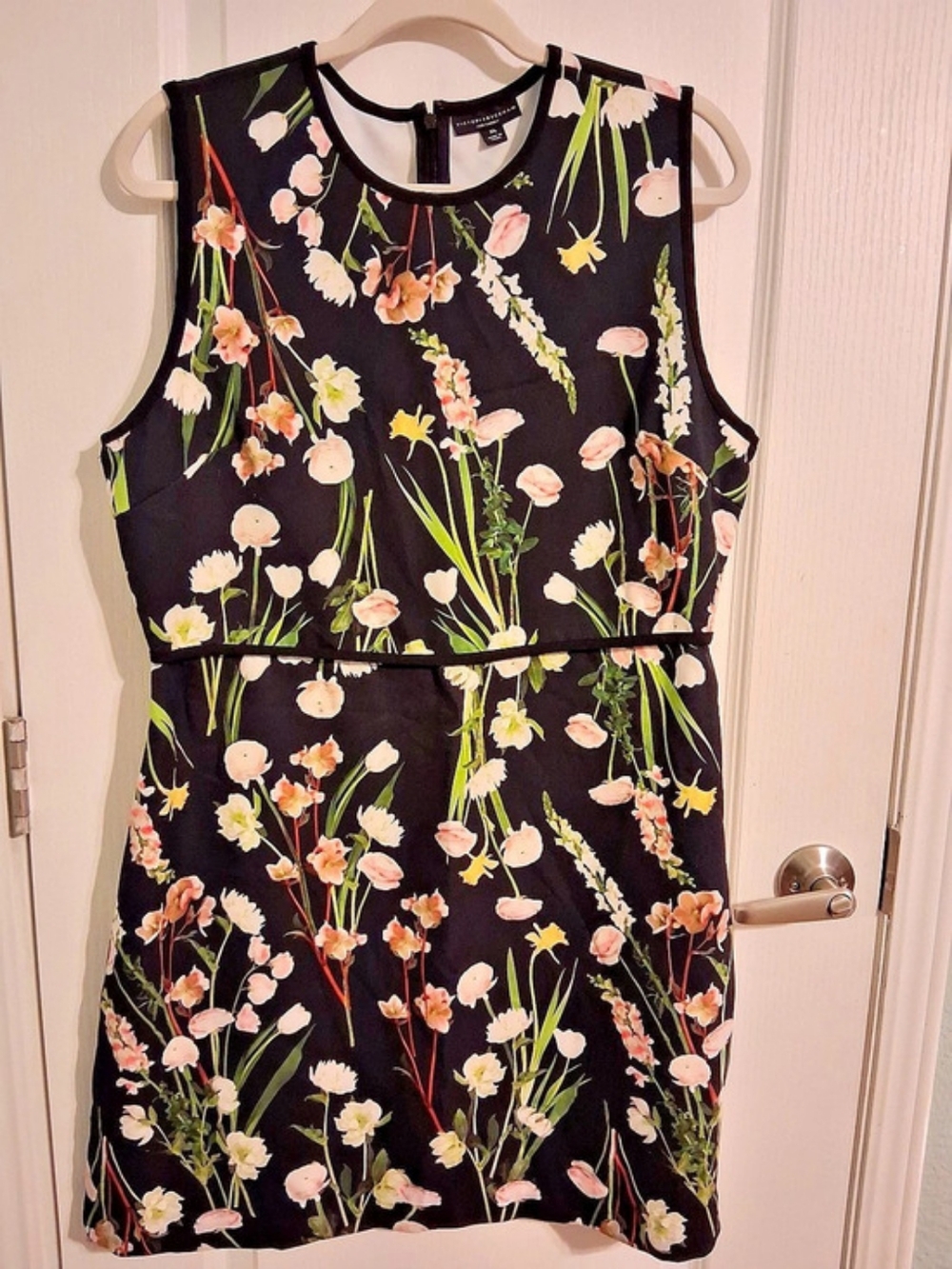 Victoria Beckham for Target Black Calla Lily Satin Ruffle Hem Dress XL